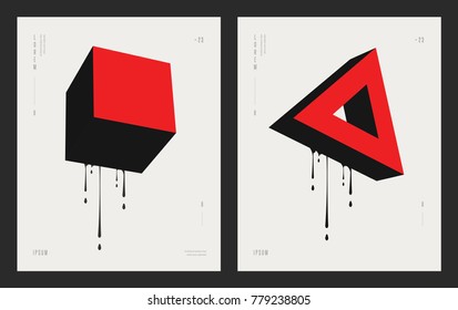 Modern abstract geometric design. Futuristic posters flyers with liquid ink splashes. Eps 10 vector illustration