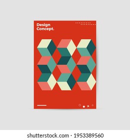 Modern abstract geometric design layout. Company identity brochure template. EPS10. Business presentation vector. A4 vertical orientation front page mock up. 