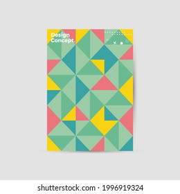 Modern abstract geometric design layout. Company identity brochure template. EPS10. Business presentation vector. A4 vertical orientation front page mock up.
