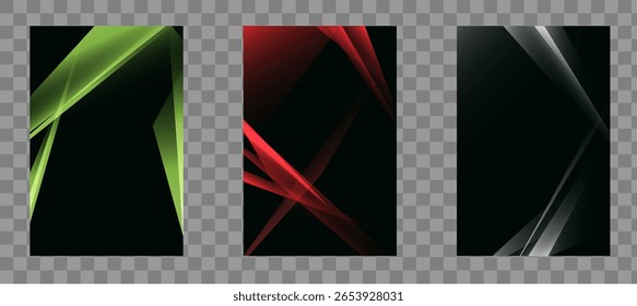 Diseños geométricos Abstractas modernos.  Polígono verde, rojo y gris con diagonal