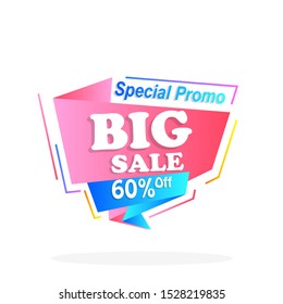 modern abstract geometric flat label sale banner design with gradient color