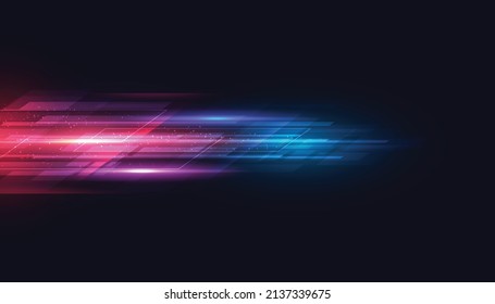 Modern abstract geometric high-speed light effect. Technology futuristic dynamic motion on blue background. Movement pattern for banner or poster design background concept.