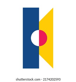 Modern Abstract geometric k Uppercase alphabetical font flat design. K letter