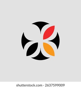 Modern abstract geometric logo design with unique floral shape and color accents