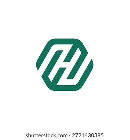 Modernes abstraktes geometrisches Logomark-Design mit verwobenen Anfangsformen in einem Sechseck. Professionalität, Innovation und eine starke Unternehmensidentität