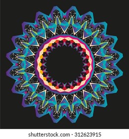 Modern Abstract Geometric Mandala, tribal ethnic ornament, vector islamic arabic indian pattern. Space Mandala.