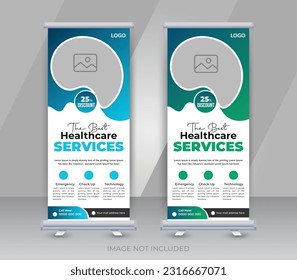 Modern abstract geometric medical healthcare clinic roll up banner or standee promotion template