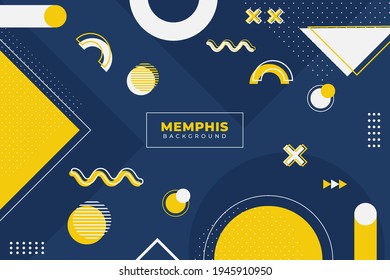 Modern Abstract Geometric Memphis Style Background Colorful Blue Yellow and White