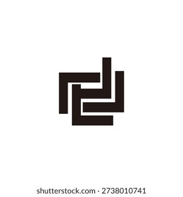 Modern Abstract Geometric Monogram Logo with Interlocking Lines and Symmetrical Square Design