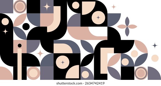 Modern Abstract Geometric Pattern background banner design in Neutral Tones.Neo geo style geometric design. For backgrounds, promotional materials, banners, packaging, textiles,branding.Vector 