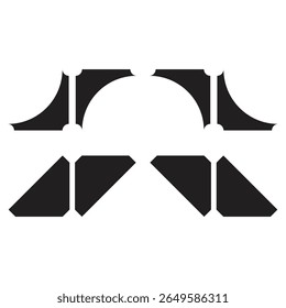 Padrão geométrico abstrato moderno com formas negras e simetria limpa. Ideal para planos de fundo, marcas e projetos de design.