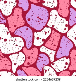 Modern abstract geometric pattern. Creative collage with shapes in trendy viva magenta tones. Vector seamless pattern. Fashionable template for printed, textiles, wallpaper and packaging