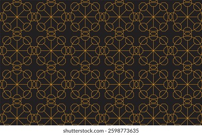 Modern Abstract geometric pattern with lines, rhombuses A seamless background. Dark blue and gold texture.