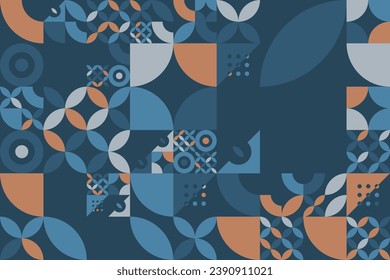 Modern abstract geometric pattern with a mix of shapes and colors, creating a dynamic, minimalist Bauhaus-inspired art for a stylish wallpaper or background design