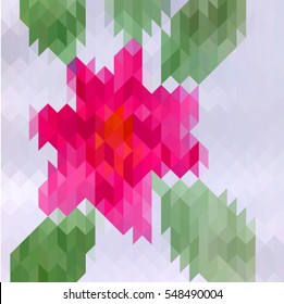 modern abstract geometric pattern of triangles in the form of a red flower, vector illustration