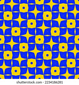 Modernes abstraktes, geometrisches Muster mit gelbem und blauem Kontrast, passend für die Textur, den Hintergrund, die Dekoration der Tapeten, Kleidung, Modedesigner 