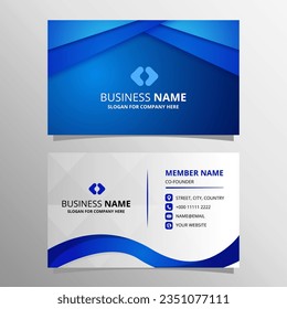 Modern Abstract Geometric Polygonal Blue Business Card Template, can be used for business designs, presentation designs or any suitable designs.