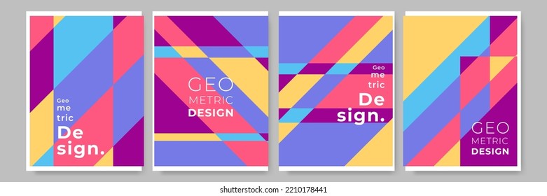 Moderne abstrakte geometrische Plakatverkleidung. Minimale Retro-Boho Bauhaus-Komposition formt Design. Farbiger geometrischer Hintergrund. Vektorgrafik.