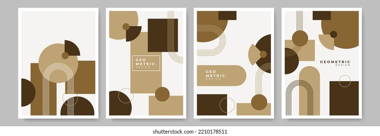 Modern abstract geometric poster cover. Minimal retro boho bauhaus composition shapes design. Colorful geometric background. Vector illustration.