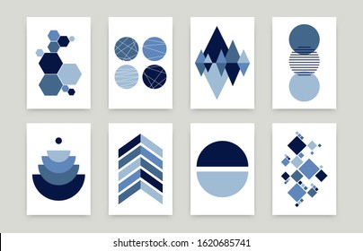 Modern abstract geometric poster set. Vector scandinavian flat art design templates. Simple trendy illustration swiss style for wallpaper, poster, flyer, banner, home decor