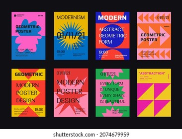 Modern Abstract Geometric Posters. Cool Swiss Design Covers.