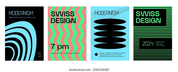 Modern Abstract Geometric Posters. Cool Swiss Design Covers.