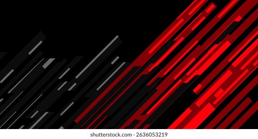 Modern Abstract geometric red and black color Background. Motion, sport, lines. Poster, wallpaper, Landing page. Vector Illustration
