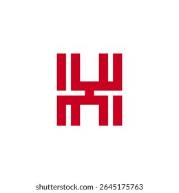 Modern Abstract Geometric Red H Logo Symbol Pattern