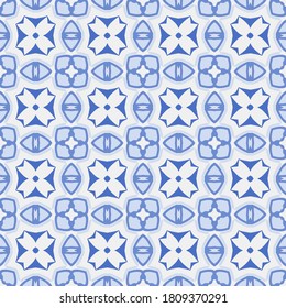Modern abstract geometric seamless pattern in blue. Textile printing, tile design, wallpaper.