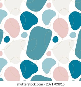 modern abstract geometric seamless pattern of organic shapes and elements in teal pink light coloring scheme motif for surface design wallpapers pattern fills and surface