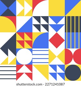 Modern abstract geometric seamless pattern for use as background, poster, backdrop, banner cover in Bauhaus or Scandinavian style