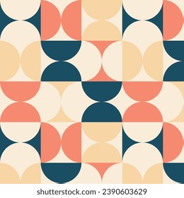 Modern abstract geometric seamless pattern for use as background, poster, backdrop, banner cover in Bauhaus or Scandinavian style