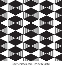 Modern abstract geometric seamless pattern. Vector illustration. Eps 10. Bright tile backdrop, monochrome graphic element. 
