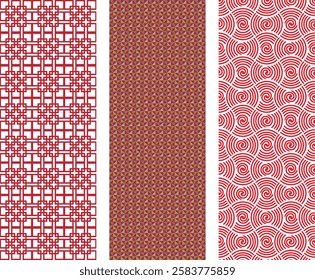 Modern Abstract Geometric Seamless Pattern with Symmetrical Shapes and Bold Color Accents
