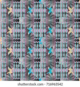 Modern abstract geometric seamless pattern. Aztec background. Tribe ornamental wallpaper. Elegance vector texture with geometric shapes, stripes and figures.