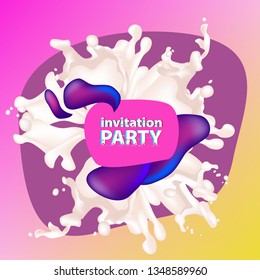 Modern abstract geometric shape design. Splash or stain template for flyer design of an invitation to the party