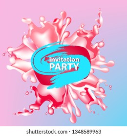 Modern abstract geometric shape design. Splash or stain template for flyer design of an invitation to the party