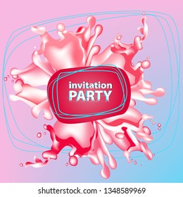 Modern abstract geometric shape design. Splash or stain template for flyer design of an invitation to the party