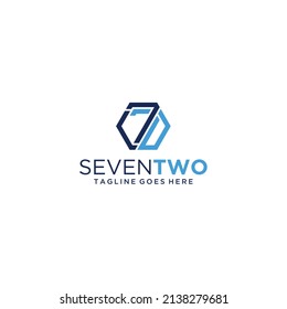 Modern abstract geometric shape logo emblem design in blue colors for corporate identity and branding on white background