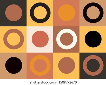 Modern abstract geometric shapes composition in terracotta , black and white tones with squares and circles . Minimalist earth colors design in Scandinavian style.  EPS 10