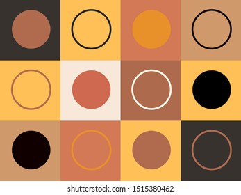 Modern abstract geometric shapes composition in terracotta , black and white tones with squares and circles . Minimalist earth colors design in Scandinavian style.  EPS 10