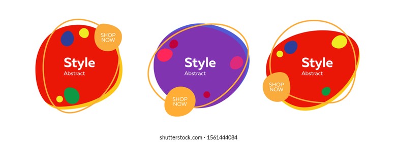 Modern abstract geometric shapes set. Colorful figures, flowing lines, dynamical colored forms. Trendy design for logo, label, advertising poster