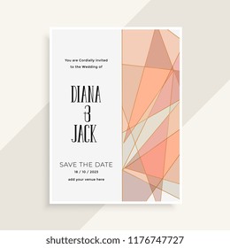 modern abstract geometric style wedding invitation card