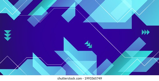 Modern Abstract Geometric Technology Background With Blue Concept For Bussiness, Banner, Poster. Vector Illustration