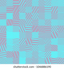 Modern abstract geometric vector background. Trendy vivid fashionable texture. Rectangular colorful seamless pattern with random striped blocks. Element of design.