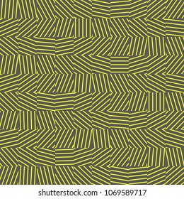 Modern abstract geometric vector background. Trendy vivid fashionable texture. Rectangular colorful seamless pattern with random striped blocks. Element of design.