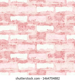MODERN ABSTRACT GEOMETRIC VECTOR SEAMLESS PATTERN. BACKGROUND WALLPAPER ILLUSTRATION WITH BRICK WALL ON VINTAGE FLORAL BACKGROUND DRAWN IN STYLIZED WATERCOLOUR TECHNIQUE.