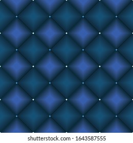 MODERN ABSTRACT GEOMETRIC VECTOR SEAMLESS PATTERN. BACKGROUND WALLPAPER ILLUSTRATION WITH DIAGONAL RECTANGLES, RHOMBUSES AND STRIPES IN SHADES OF BLUE. MONOCHROMATIC PATTERN IN SHADES OF BLUE.