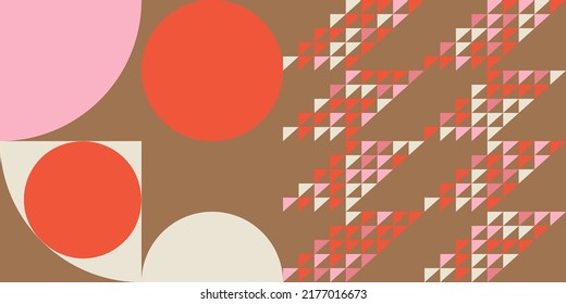 Modern abstract geometric  vector seamless pattern with simple elements and shapes like circle, square and triangle. Graphic pastel colored minimalist background.