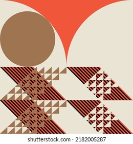 Modern abstract geometric  vector seamless pattern with simple elements and shapes like circle, square and triangle. Graphic pastel colored minimalist background.